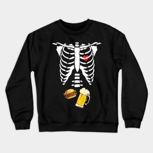 Beer Hamburger Skeleton Tee Pregnancy Costume Halloween Crewneck Sweatshirt